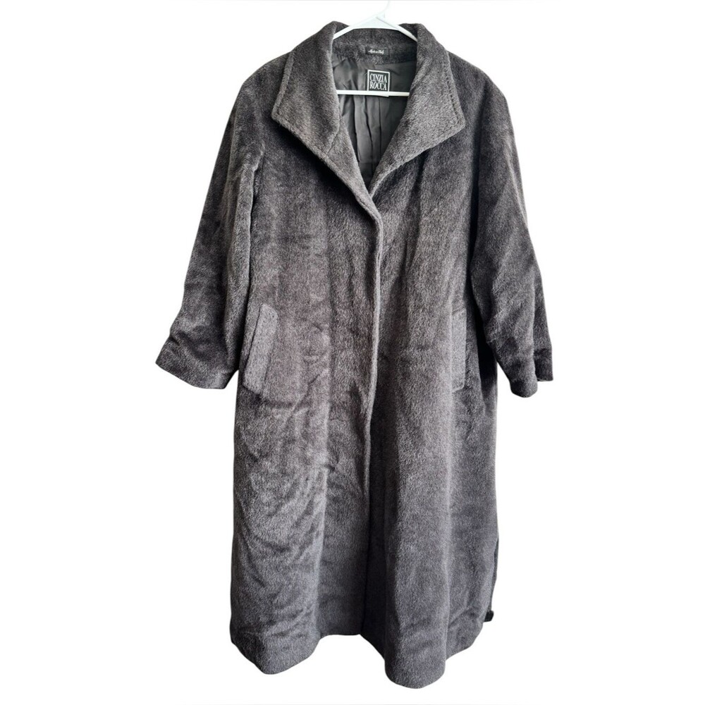 Cinzia Rocca Icons Charcoal Llama Fur Long Coat